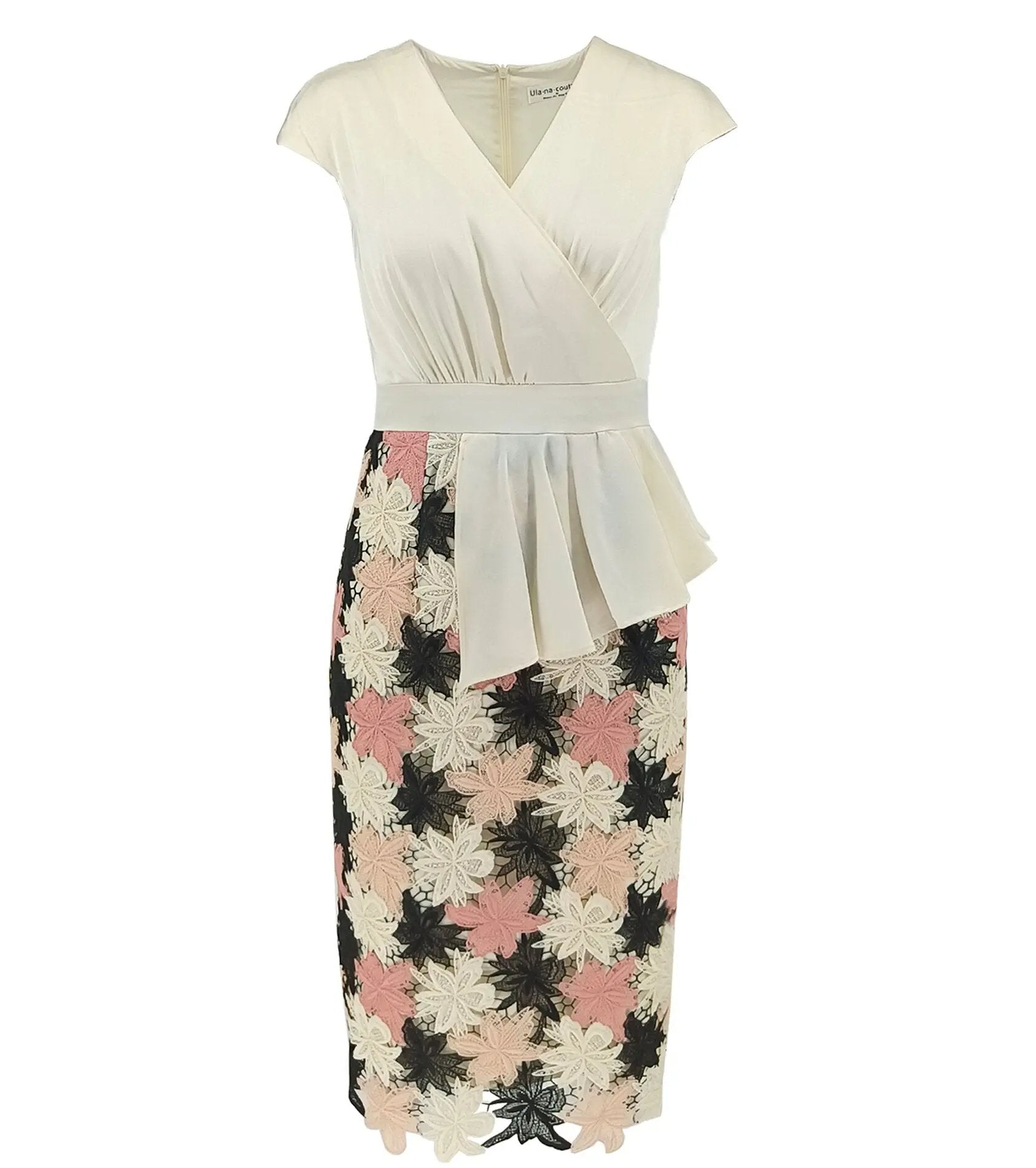 New Chinese style printed patchwork for slimming, elegant and graceful daily mid length dress ULA